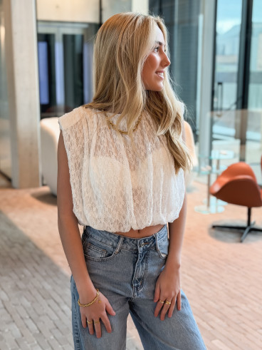 Blouse en dentelle Kara - Blanc