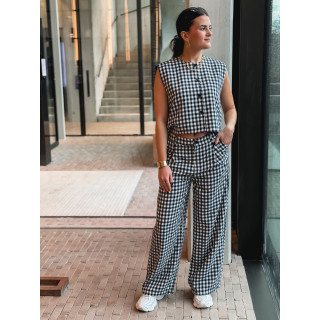 Gilet à carreaux Esyla - Bleu marine/Blanc