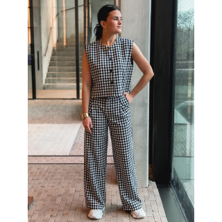 Gilet à carreaux Esyla - Bleu marine/Blanc