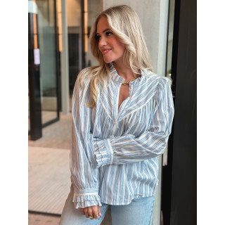 Chemisier ligné Virelya - Bleu