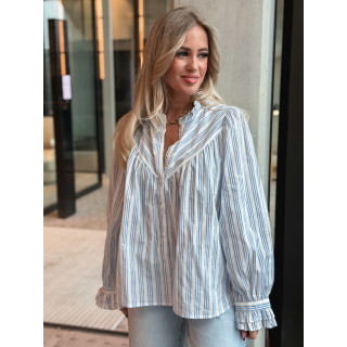 Chemisier ligné Virelya - Bleu