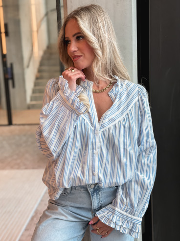 Chemisier ligné Virelya - Bleu