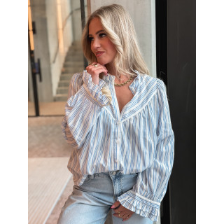 Chemisier ligné Virelya - Bleu