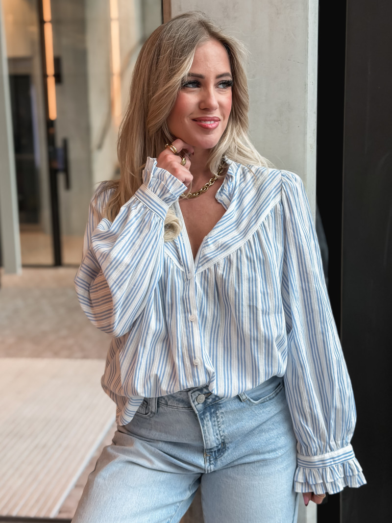 Chemisier ligné Virelya - Bleu