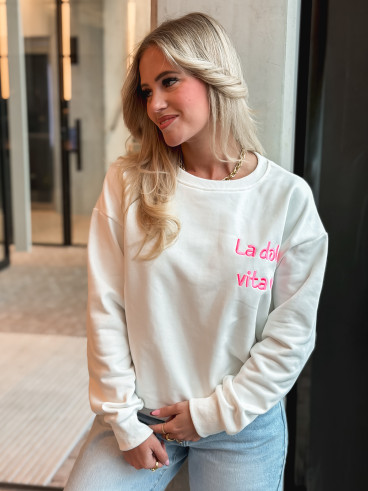 Pull " La dolce vita" - Blanc