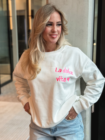 Pull " La dolce vita" - Blanc