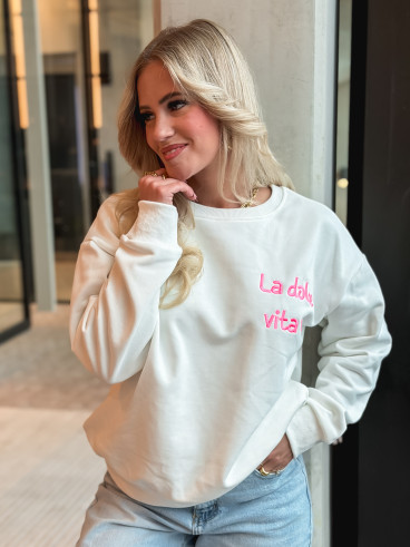 Pull " La dolce vita" - Blanc