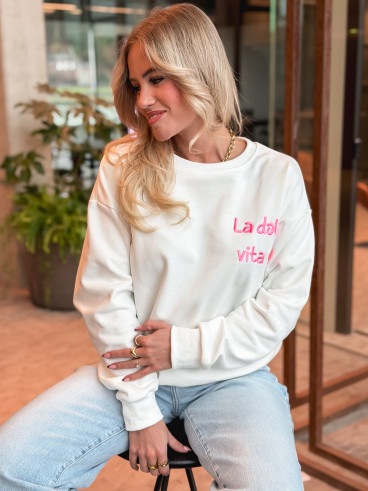 Pull " La dolce vita" - Blanc