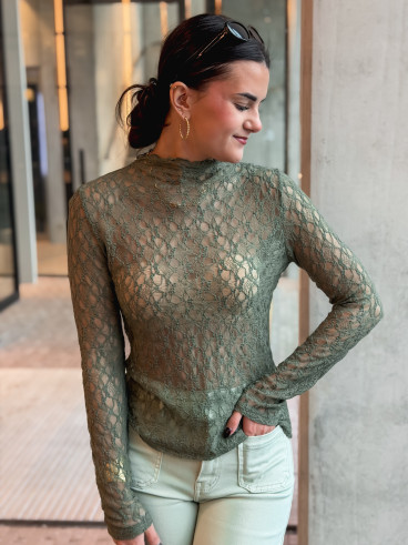 Blouse en dentelle Nancy - Kaki