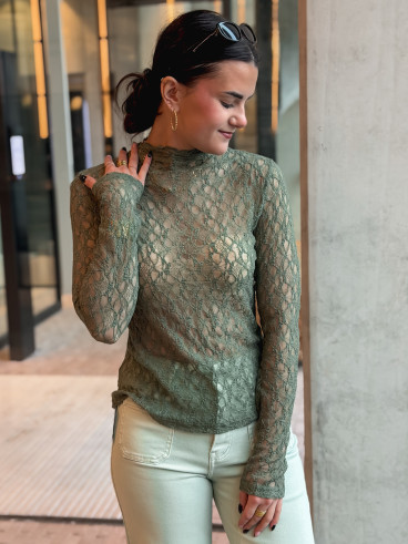 Blouse en dentelle Nancy - Kaki