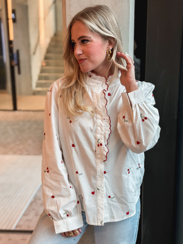 Chemise à motifs Rosalina - Blanc/Rouge