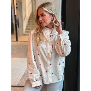 Chemise à motifs Rosalina - Blanc/Rouge