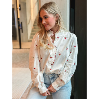 Chemise à motifs Rosalina - Blanc/Rouge