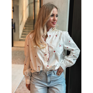 Chemise à motifs Rosalina - Blanc/Rouge