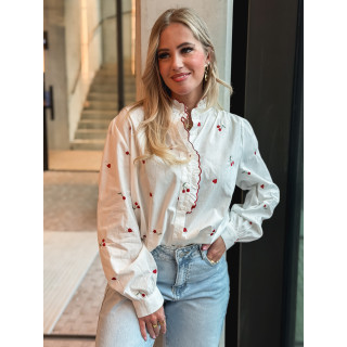 Chemise à motifs Rosalina - Blanc/Rouge