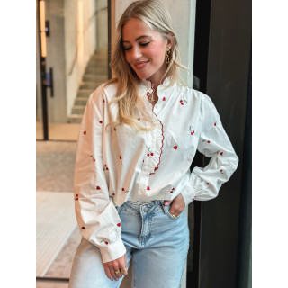 Chemise à motifs Rosalina - Blanc/Rouge