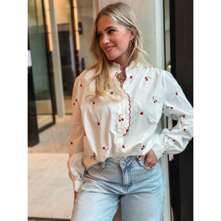 Chemise à motifs Rosalina - Blanc/Rouge