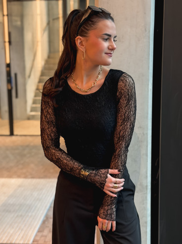 Body en dentelle Monia - Noir