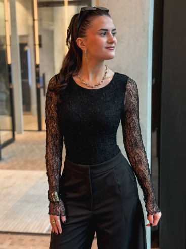 Body en dentelle Monia - Noir