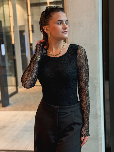 Body en dentelle Monia - Noir