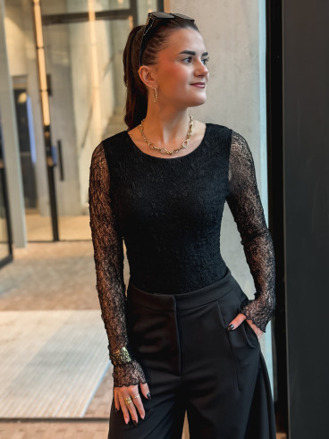 Body en dentelle Monia - Noir