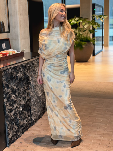 Robe longue à motifs Samiha - Jaune