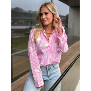 Chemise lignée Mentissa - Rose