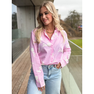 Chemise lignée Mentissa - Rose