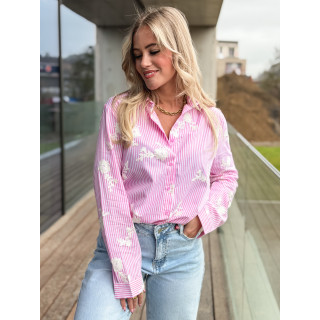 Chemise lignée Mentissa - Rose