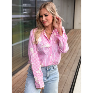 Chemise lignée Mentissa - Rose