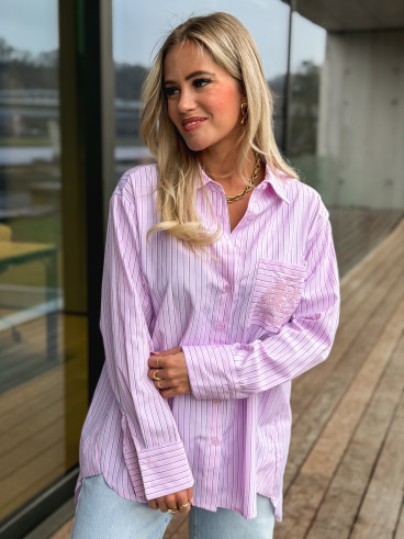 Chemise lignée Minela - Rose Chemise lignée Minela - Rose