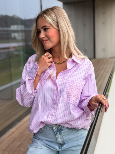 Chemise lignée Minela - Rose