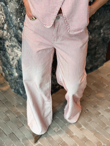 Jeans ligné Violetta - Rouge