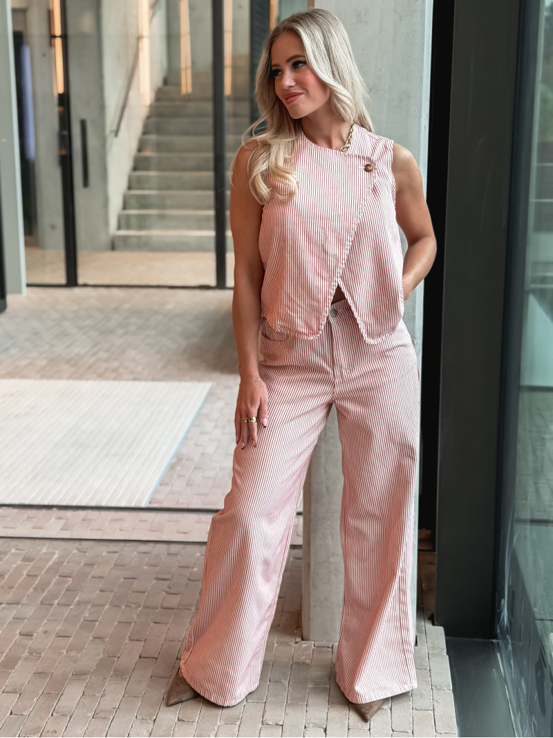 Jeans ligné Violetta - Rouge