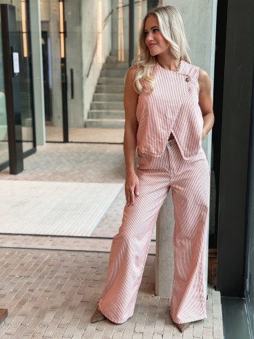 Jeans ligné Violetta - Rouge