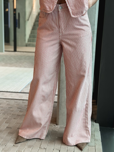 Jeans ligné Violetta - Rouge