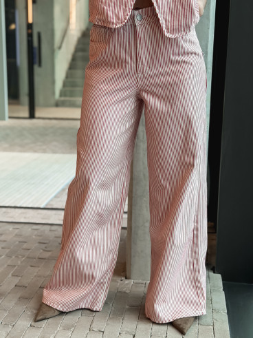 Jeans ligné Violetta - Rouge