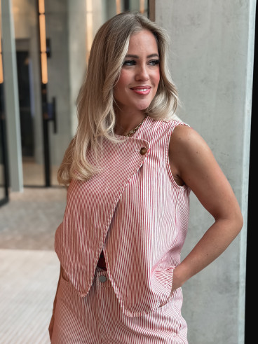 Gilet ligné Violetta - Rouge