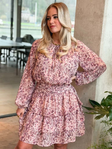 Robe courte à motifs Melya - Rose