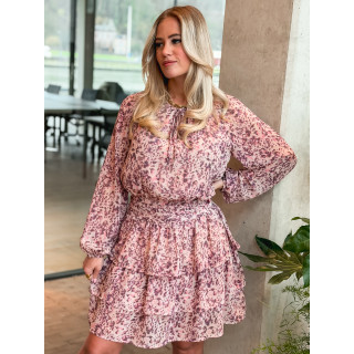 Robe courte à motifs Melya - Rose