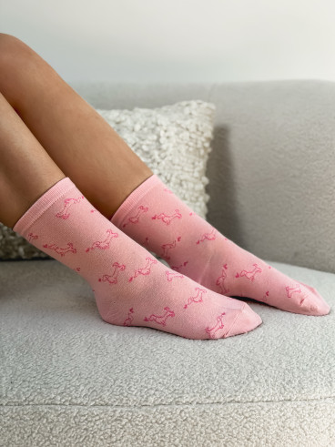 Chaussettes à motifs Teckel - Rose