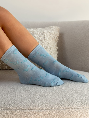 Chaussettes à motifs Teckel - Bleu ciel