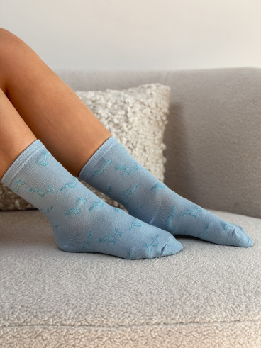 Chaussettes à motifs Teckel - Bleu ciel Chaussettes à motifs Teckel - Bleu ciel