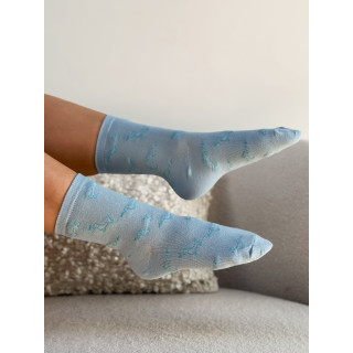 Chaussettes à motifs Teckel - Bleu ciel