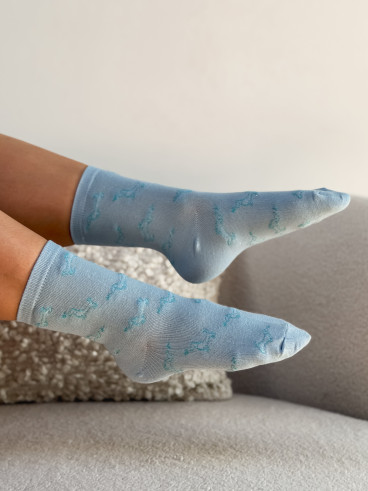 Chaussettes à motifs Teckel - Bleu ciel Chaussettes à motifs Teckel - Bleu ciel