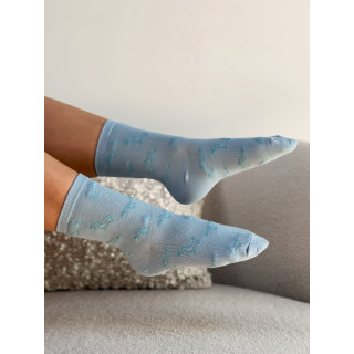 Chaussettes à motifs Teckel - Bleu ciel