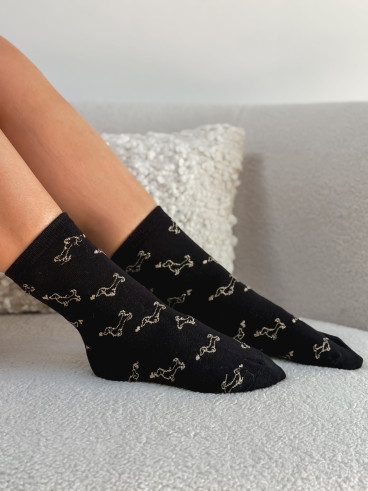 Chaussettes à motifs Teckel - Noir