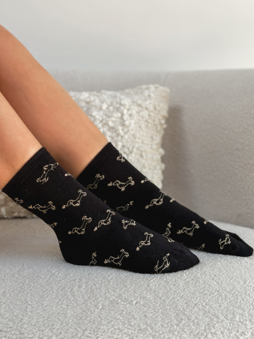 Chaussettes à motifs Teckel - Noir Chaussettes à motifs Teckel - Noir