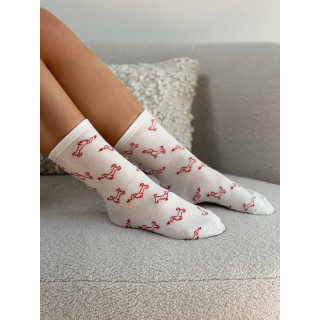 Chaussettes à motifs Teckel - Blanc