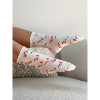 Chaussettes à motifs Teckel - Blanc
